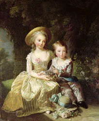 Kinderporträts von Marie-Therese-Charlotte von Frankreich (1778-1851), zukünftige Herzogin von Angouleme, und Louis-Joseph-Xavier von Frankreich (1781-89) Premier Dauphin, 1784